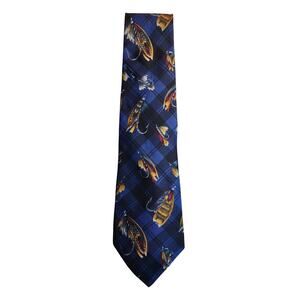 Tommy Hilfiger  navy blue fishing lures‎ Italian silk tie